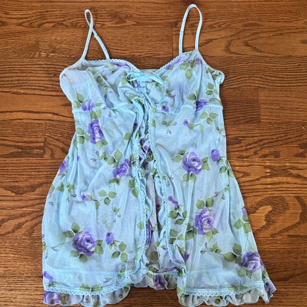 Victoria's Secret blue floral babydoll top - size M